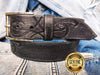 Ishaor Tribal Handmade Black Leather Belt - Unique Gift for Men