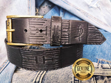 A handmade black leather belt embossing with heat sink cooler unique design belt with vintage finish, the perfect gift for computer lovers