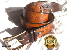 Handcrafted Brown Leather Belt - Perfect Medieval Gift for Him or Her - Mens Accessories by Ishaor