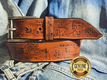 Genuine Leather Western Belt with Computer Card Design - Mens Fashion Accessory - Perfect Gift for Computer Lovers