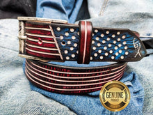 Artisan Leather, USA Belt, Men's Belt, Leather Belt, Men's Leather Belt, Jeans Belt, Fashion Accessories, Men's Gift, American flag