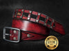 Red Leather Belt - Unisex Buckle Belt for Men and Women - Unique Accessory Gift