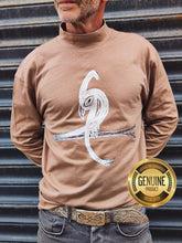 Light brown Long Sleeve Tee - Original Print by ISHAOR 100% Cotton ,Half-Turtle Neck Tee. stylish shirt to wear with jeans with ishaor bird