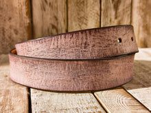 Handmade Light Pink Leather Belt with Brown Wash - Unique Textured Design, Perfect for Jeans