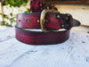 Unique Red Leather Belt with Buckle - Quality Crafted Accessories for Father