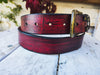 Unique Red Leather Belt with Buckle - Quality Crafted Accessories for Father