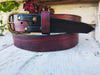 Unique Red Leather Belt with Buckle - Quality Crafted Accessories for Father