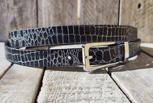 Elegant Black Leather Belt with Gold Buckle - Adjustable Statement Accessory