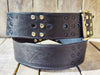 Ishaor Handmade Black Leather Belt with RCA Stamps - Vintage Finish Genuine Leather Silver Rivets