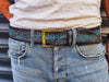 Distressed Turquoise Leather Belt - Personalized Statement Piece for Jeans - Rough Finish Stunning Design - Perfect Gift Option