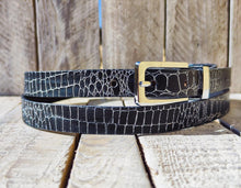 Elegant Black Leather Belt with Gold Buckle - Adjustable Statement Accessory