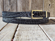 Elegant Black Leather Belt with Gold Buckle - Adjustable Statement Accessory