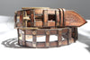 Vintage Brown Leather Mens Belt - Ishaor Buckle Custom Gift for Boyfriend