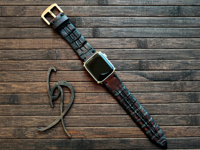 Fluco Kroco Black Crocodile-Grain Leather Watch Strap | Holben's