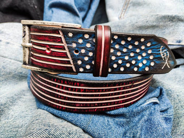 American Flag - leather belt