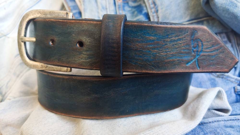 Men Retro Waist Strap Genuine Leather Alloy V Buckle Belt for Men